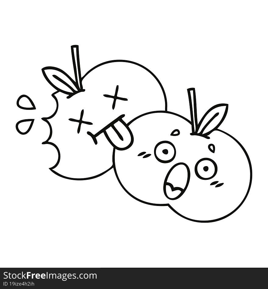 line drawing cartoon juicy apple