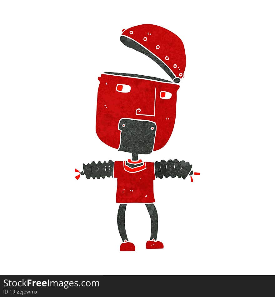 Funny Cartoon Robot With Open Head