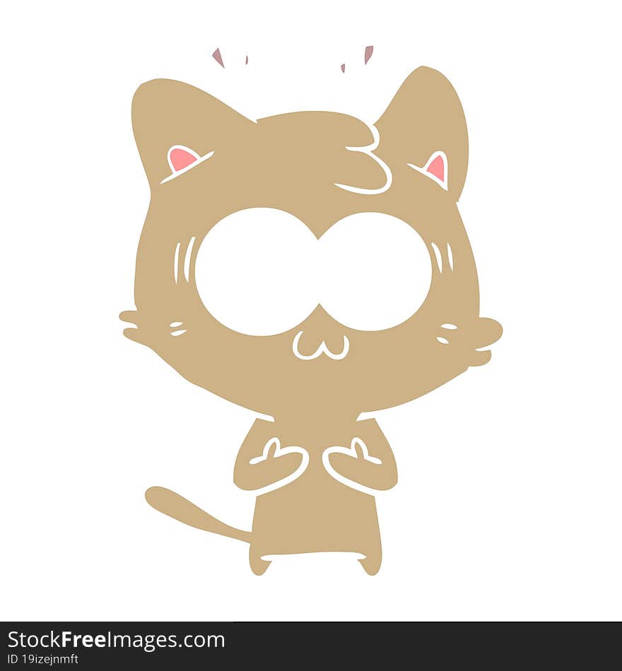 flat color style cartoon surprised cat