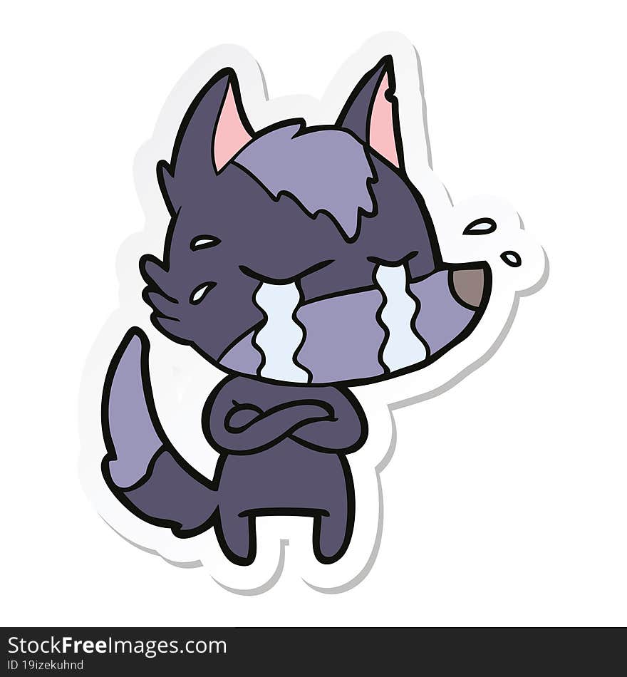 Sticker Of A Cartoon Crying Wolf