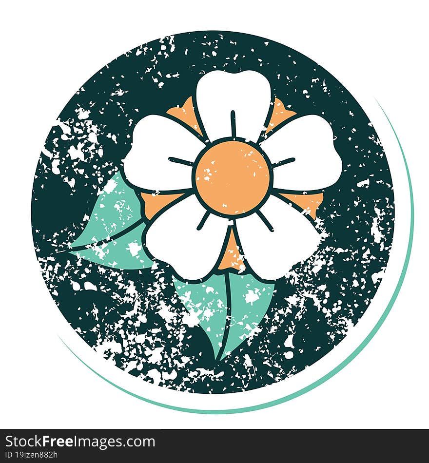 iconic distressed sticker tattoo style image of a flower. iconic distressed sticker tattoo style image of a flower