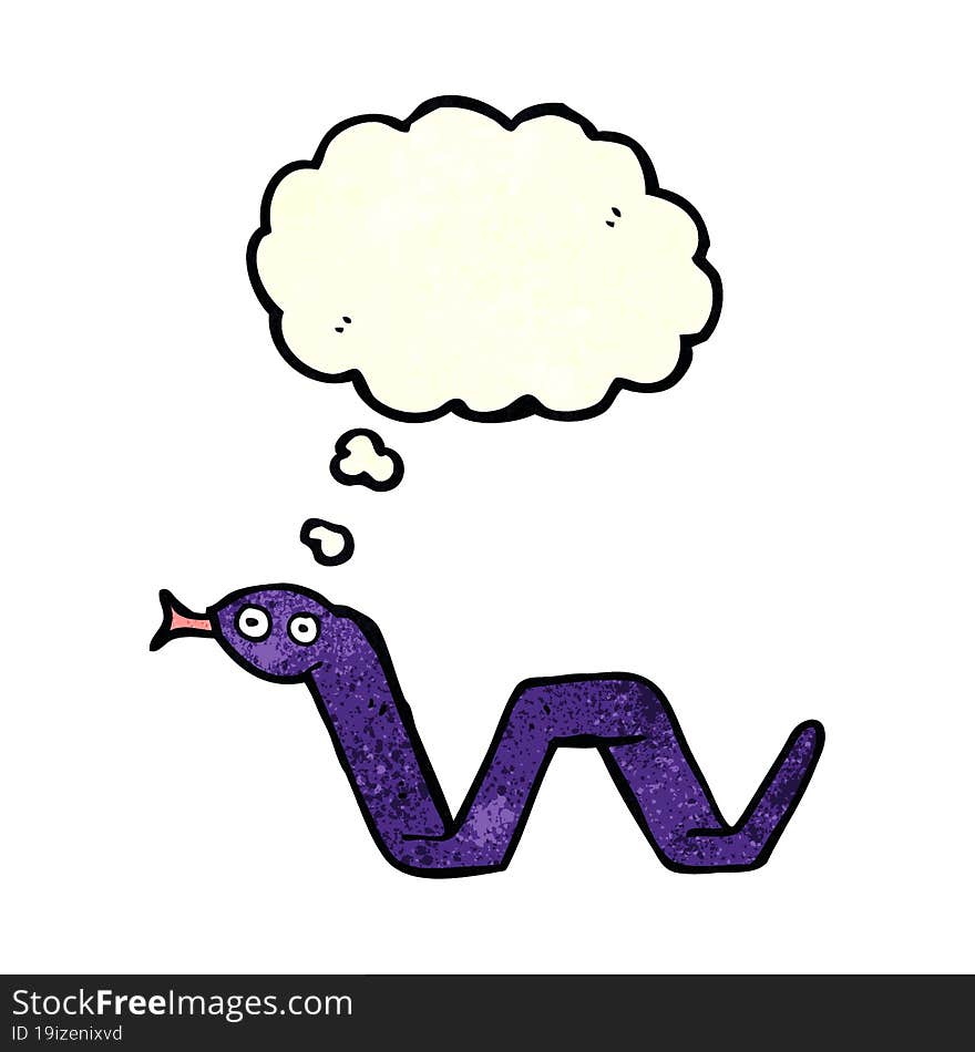 funny cartoon snake with thought bubble