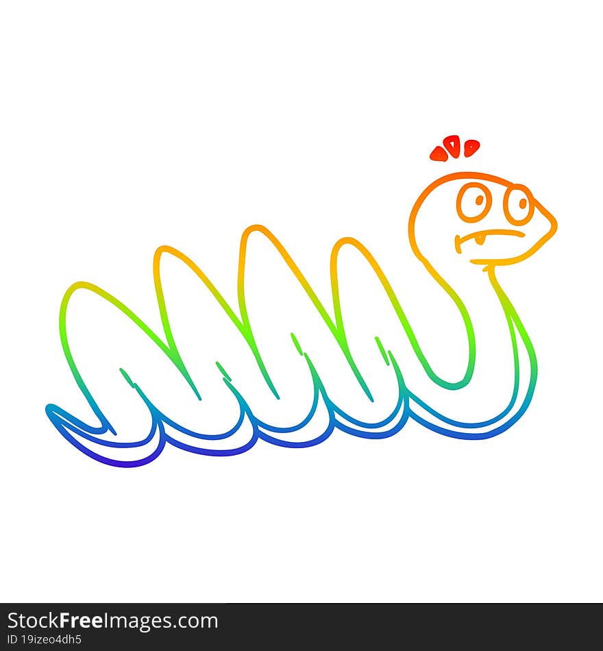 rainbow gradient line drawing cartoon snake