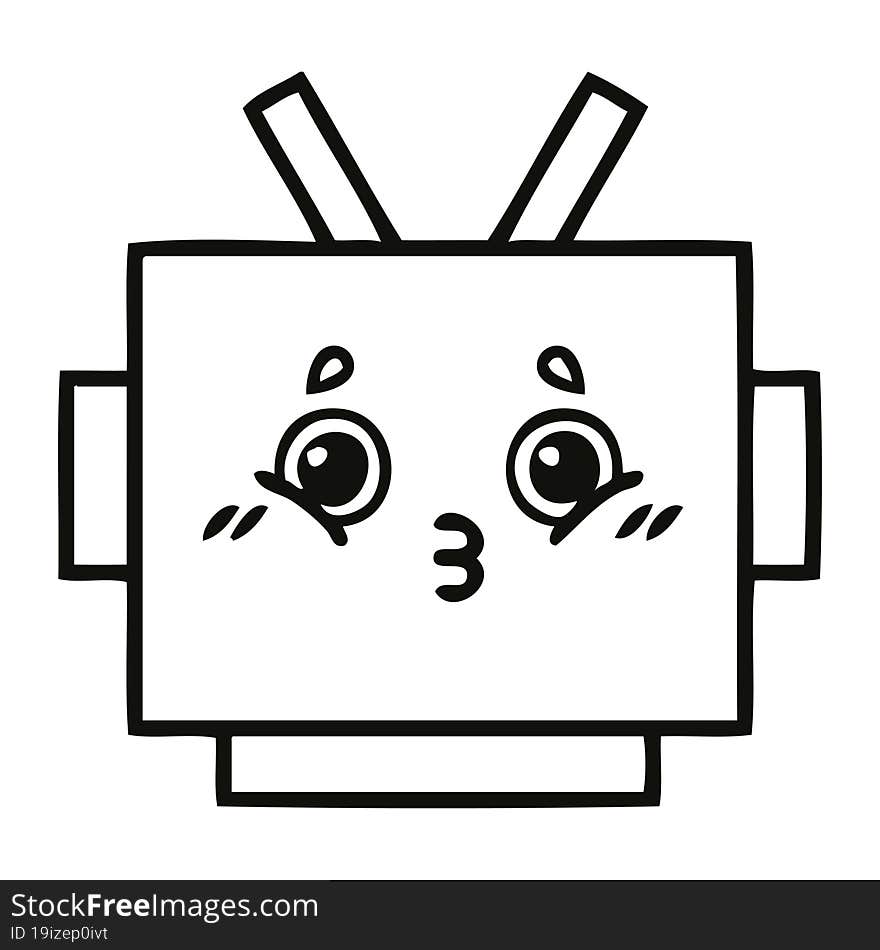 line drawing cartoon robot head