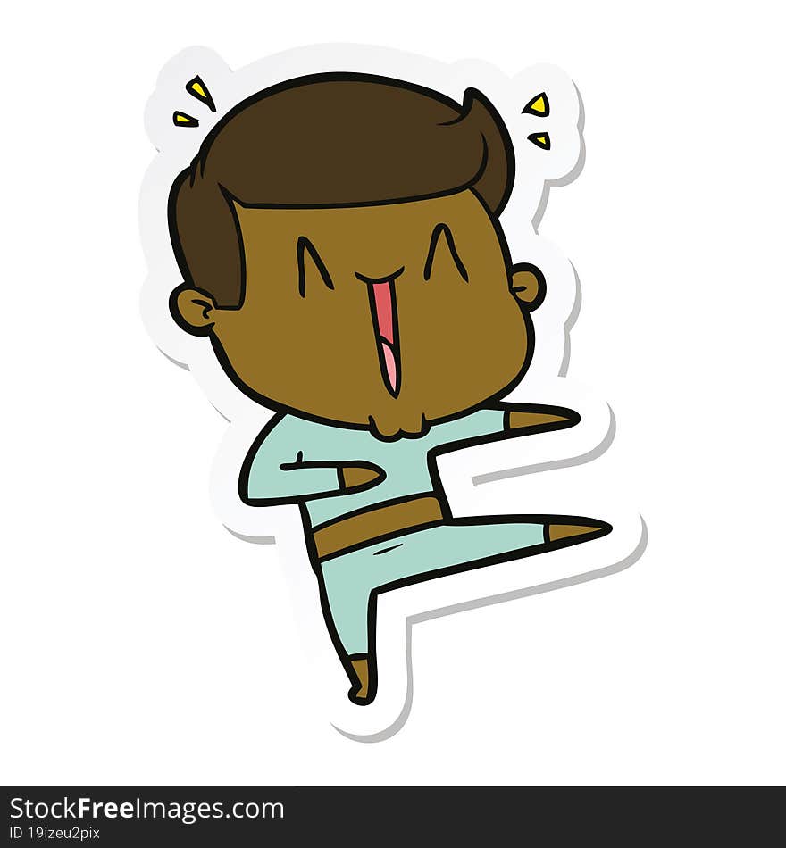 sticker of a cartoon excited man