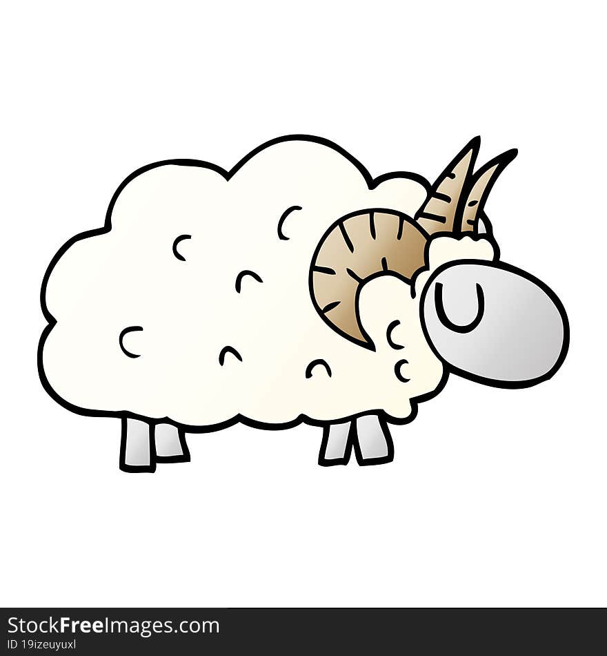 cartoon doodle sheep with horns