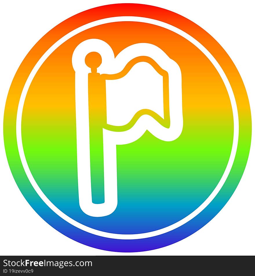 waving flag circular in rainbow spectrum