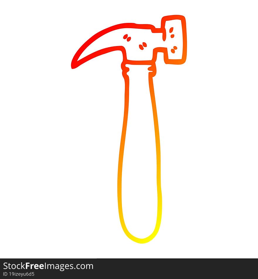 warm gradient line drawing cartoon hammer