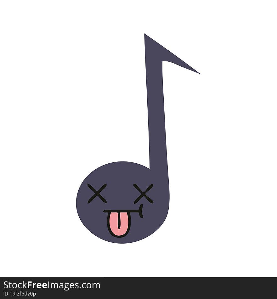 flat color retro cartoon musical note