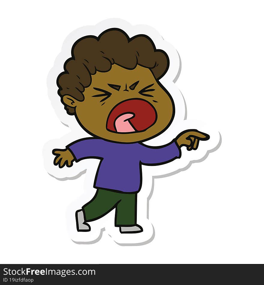 sticker of a cartoon furious man