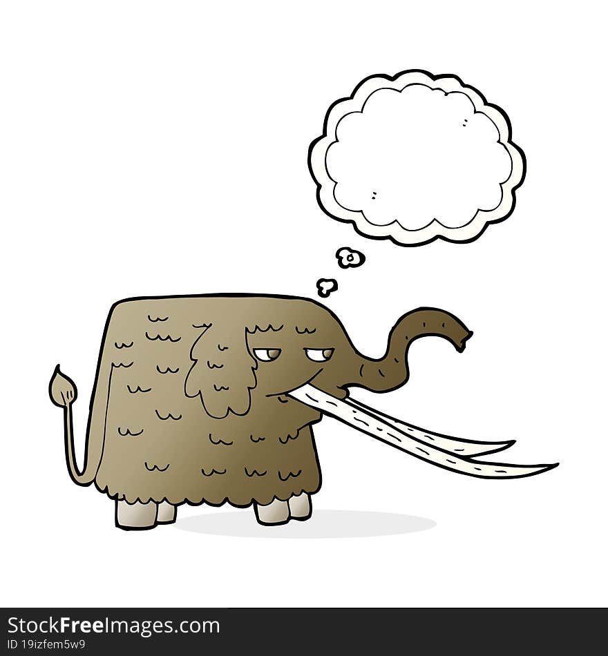 cartoon woolly mammoth with thought bubble