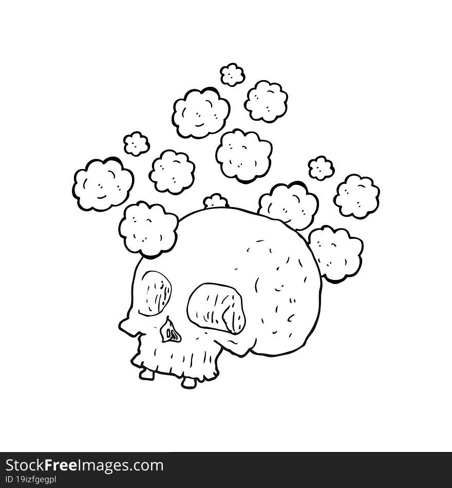 Black And White Cartoon Old Skull