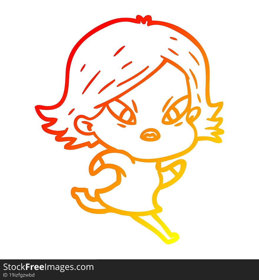 Warm Gradient Line Drawing Cartoon Stressed Woman