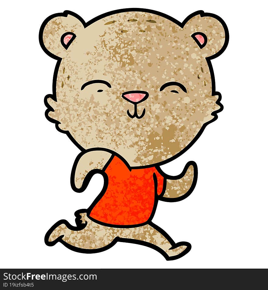 happy cartoon bear jogging. happy cartoon bear jogging