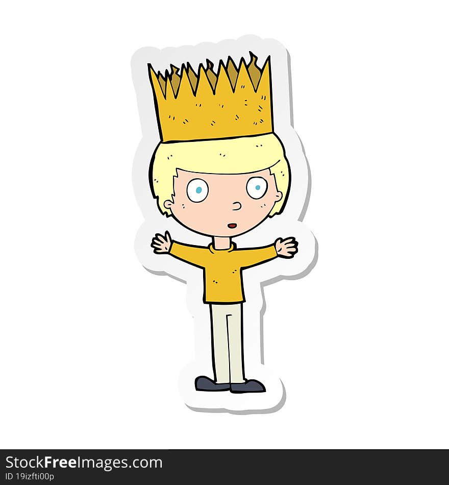 sticker of a cartoon person wearing crown