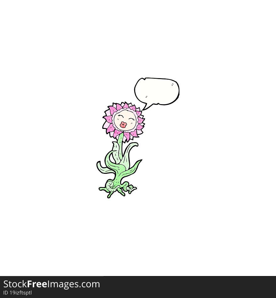 cartoon flower with speech bubble