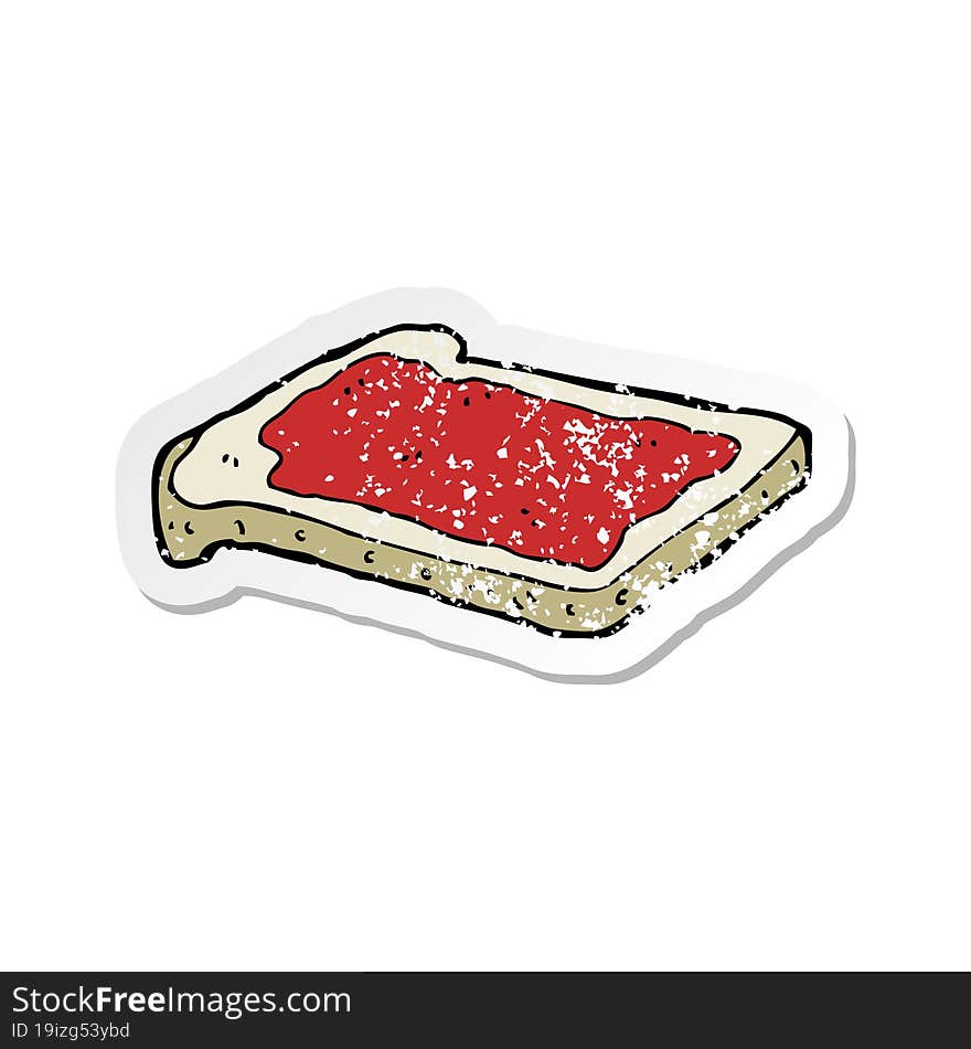 Retro Distressed Sticker Of A Cartoon Jam On Toast