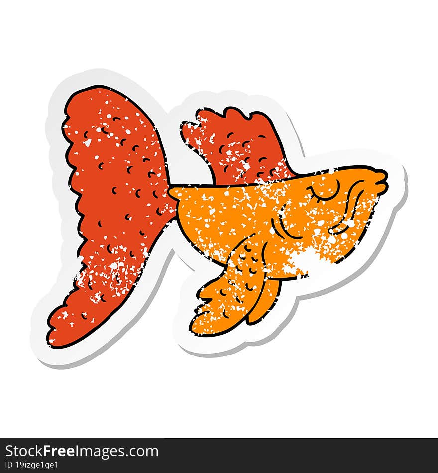 distressed sticker of a cartoon chinese fighting fish