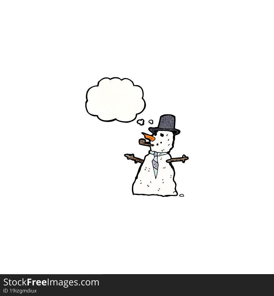 Cartoon Snowman With Thought Bubble