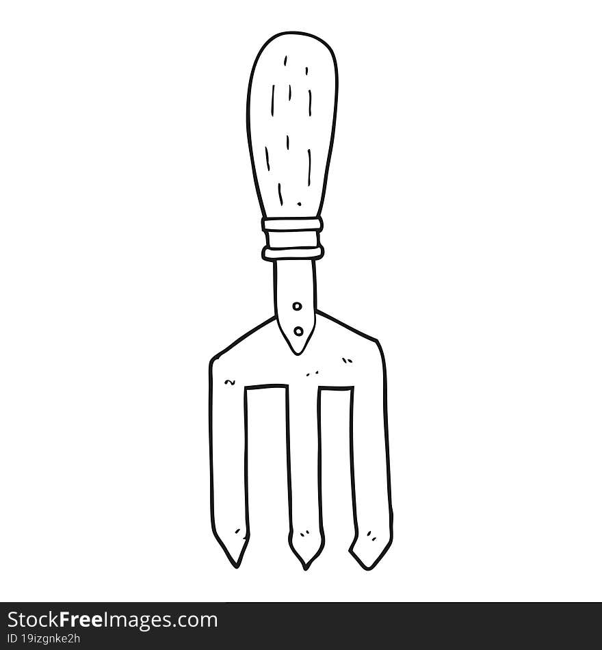 Black And White Cartoon Garden Fork