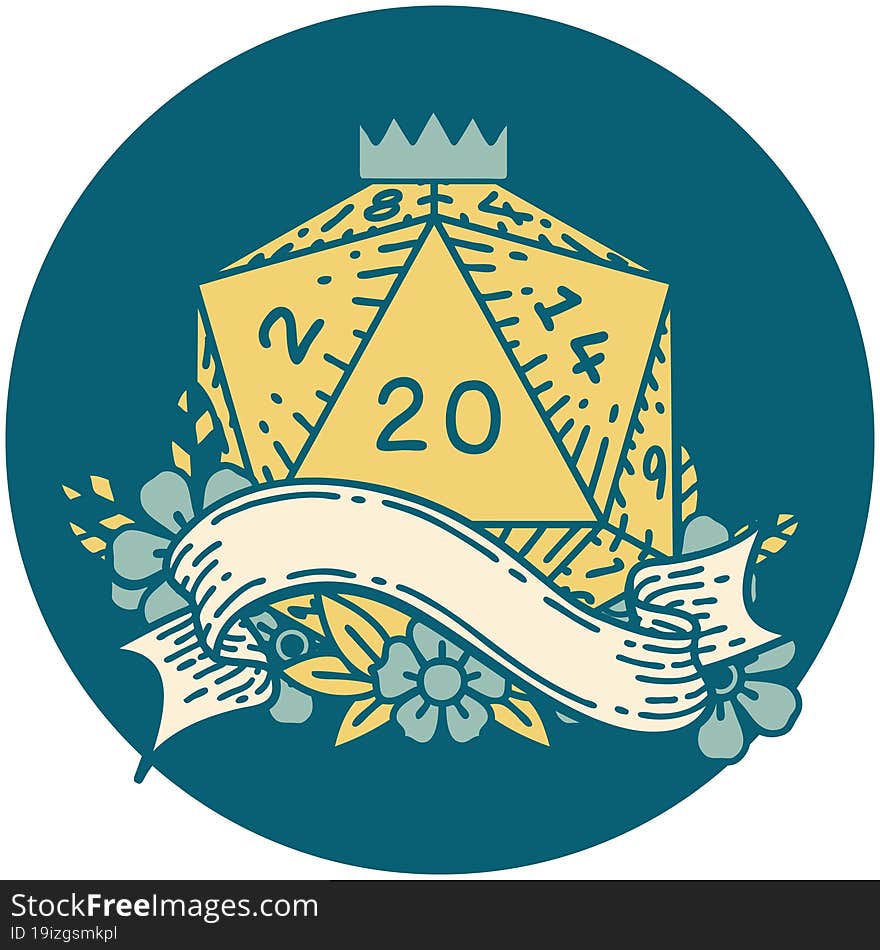 natural twenty D20 dice roll illustration