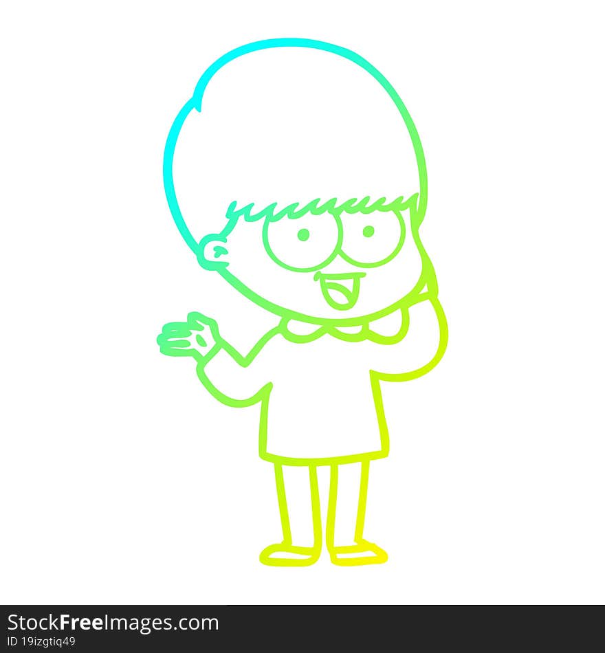 cold gradient line drawing happy cartoon boy