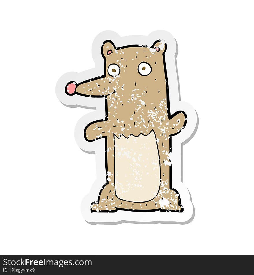 retro distressed sticker of a funny cartoon bear