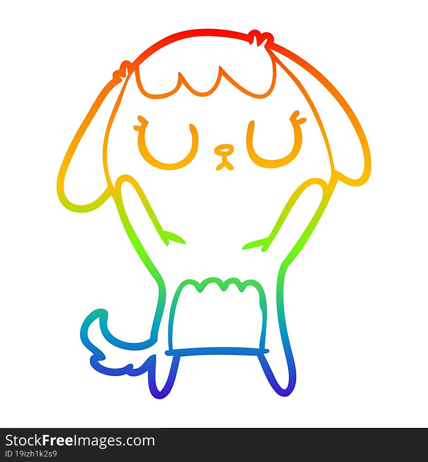 rainbow gradient line drawing of a cute cartoon dog