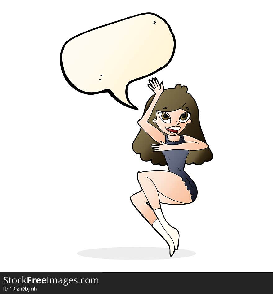 Cartoon Woman In Lingerie With Speech Bubble