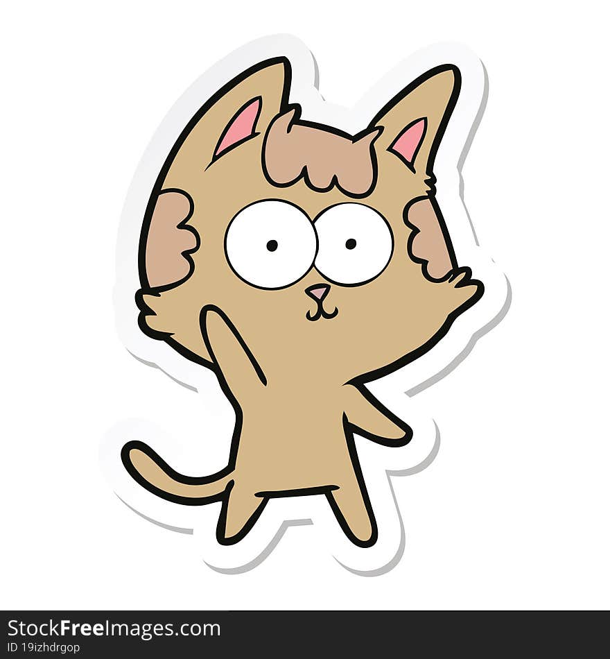 sticker of a happy cartoon cat