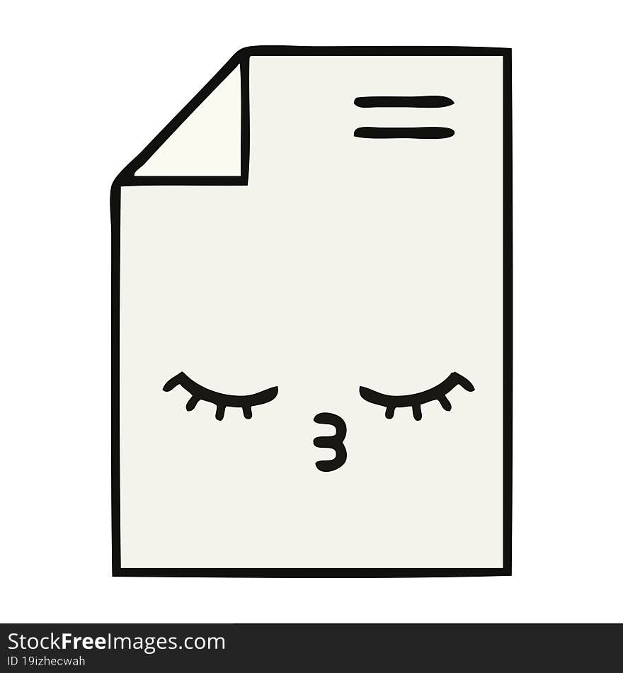 cute cartoon of a sheet of paper. cute cartoon of a sheet of paper