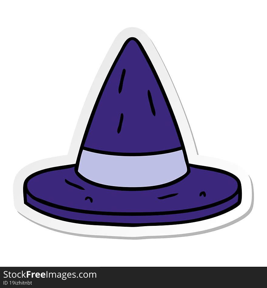 sticker cartoon doodle of a witches hat