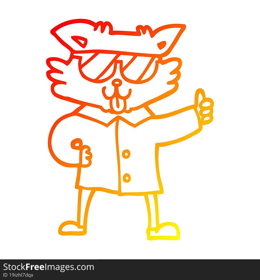 warm gradient line drawing cartoon cool cat