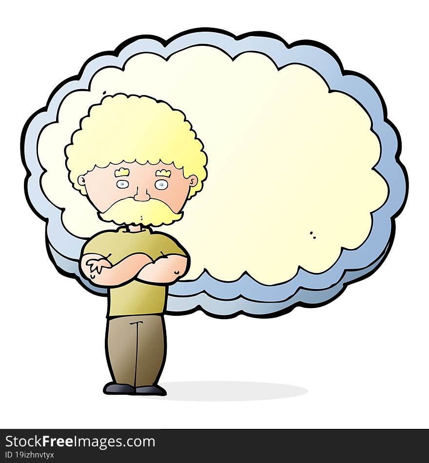 cartoon man with text space cloud