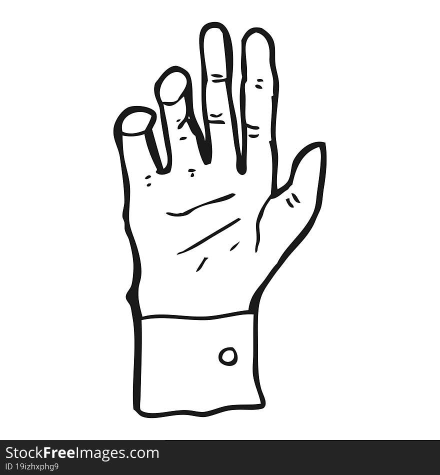 Black And White Cartoon Hand Reaching