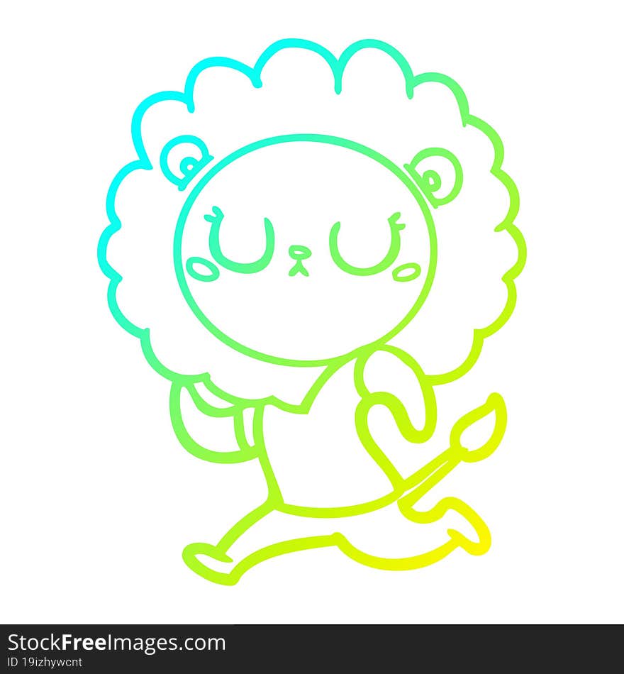 cold gradient line drawing cartoon running lion