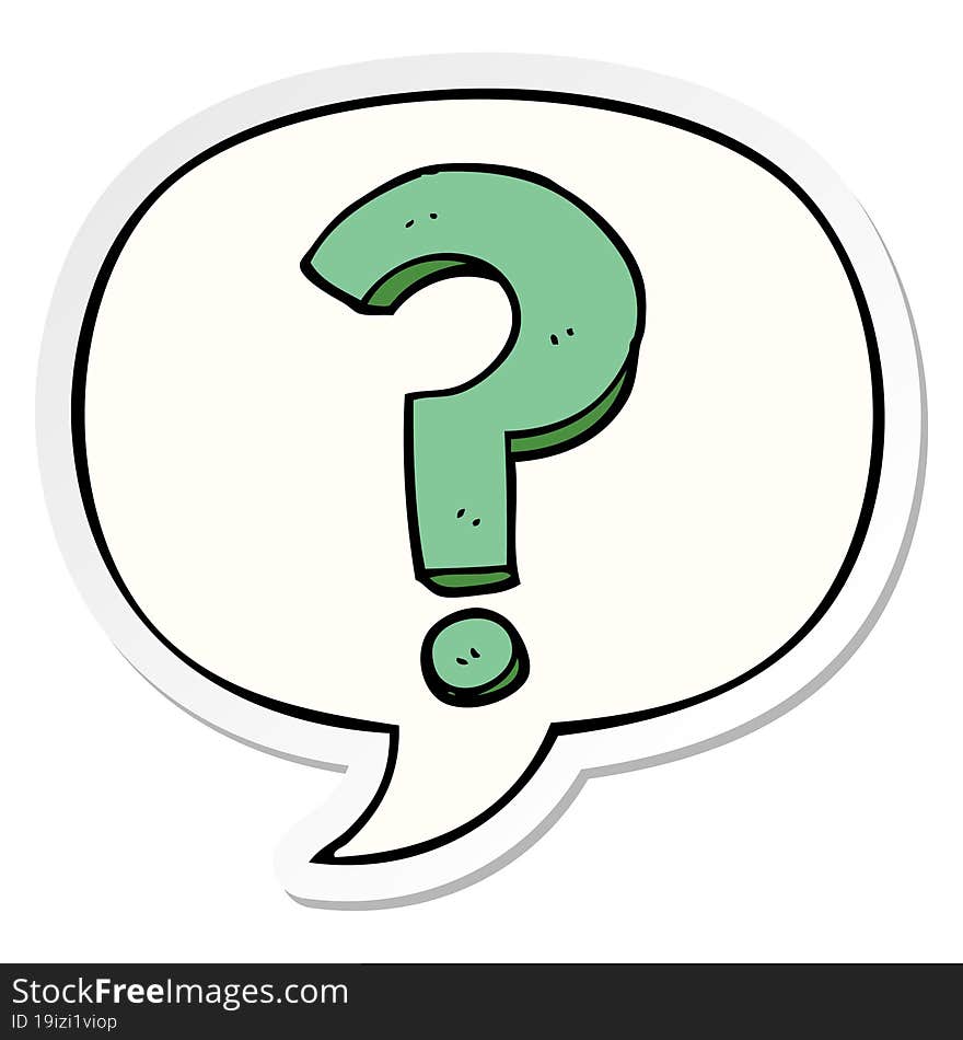 cartoon question mark with speech bubble sticker