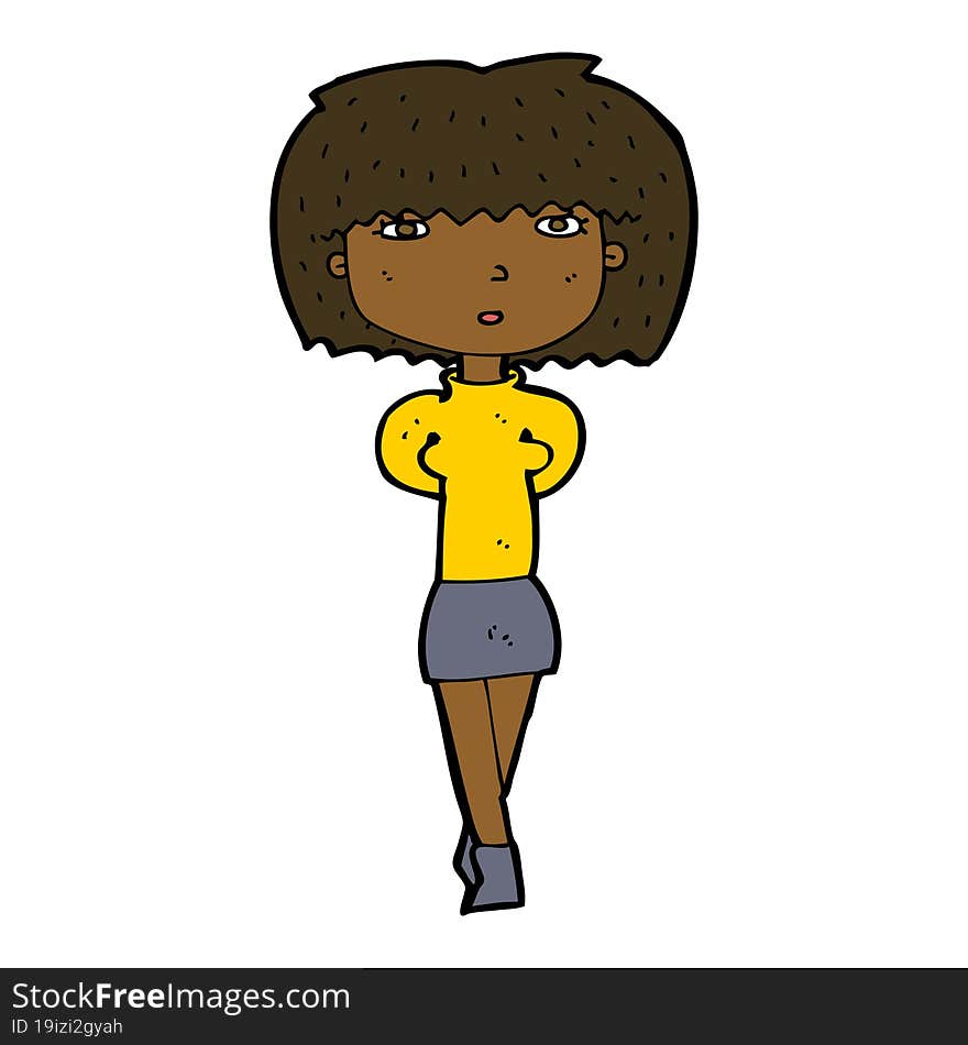 Cartoon Shy Woman