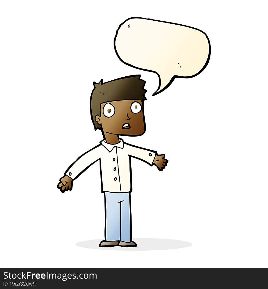 cartoon shocked man with speech bubble