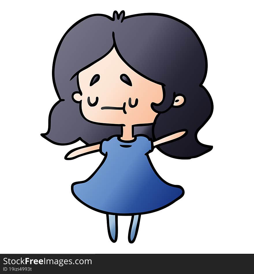 gradient cartoon illustration of a cute kawaii girl. gradient cartoon illustration of a cute kawaii girl