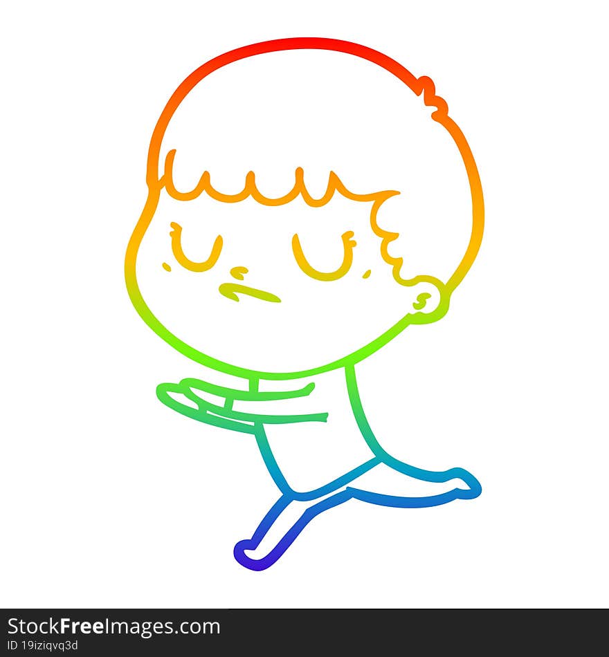 rainbow gradient line drawing cartoon grumpy boy