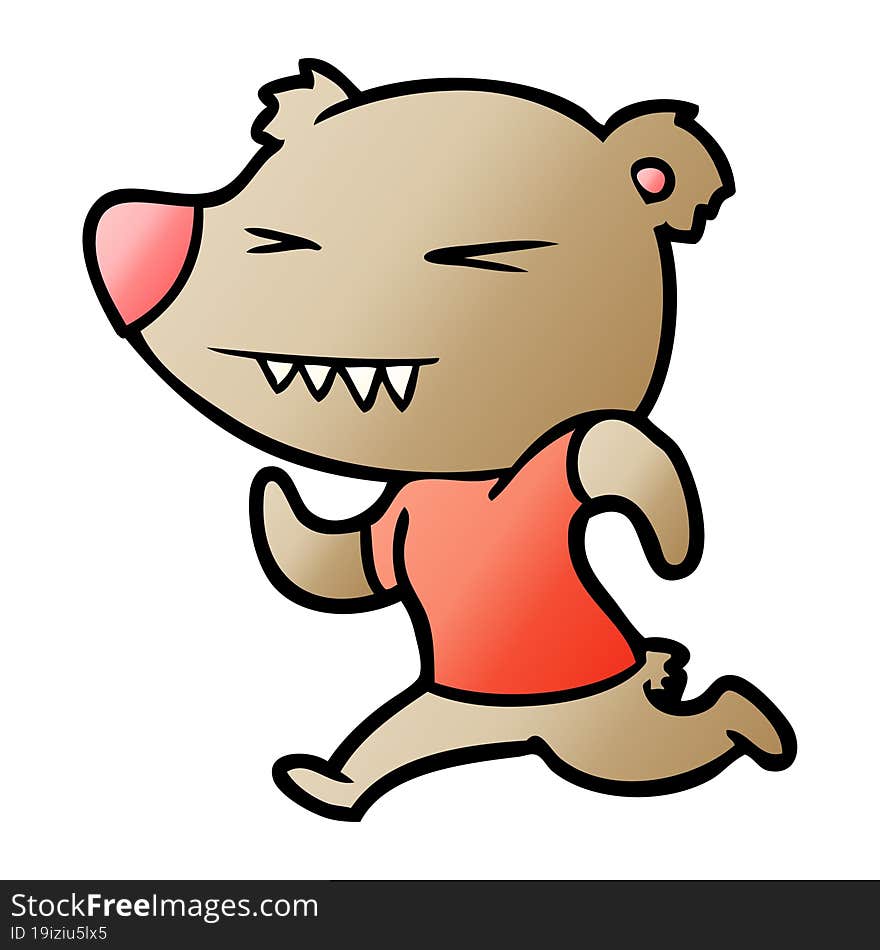 angry bear cartoon running. angry bear cartoon running