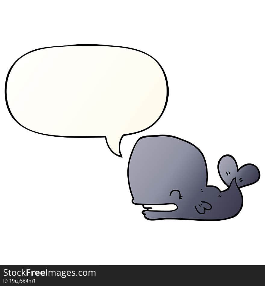 cartoon whale and speech bubble in smooth gradient style