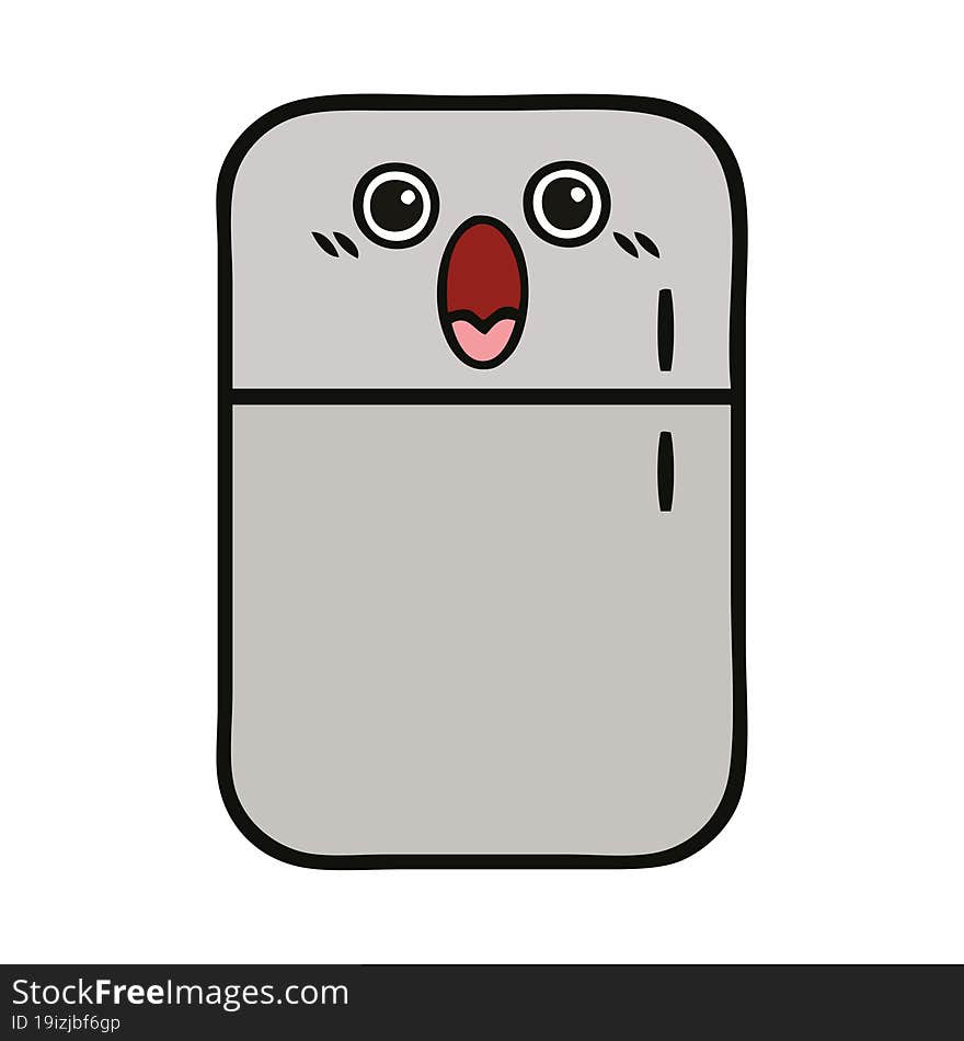 cute cartoon of a fridge freezer. cute cartoon of a fridge freezer