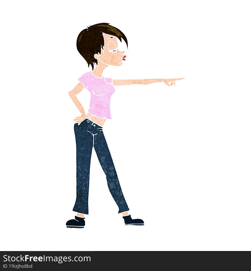 Cartoon Woman Pointing