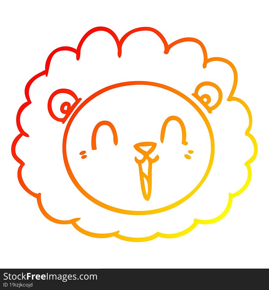 warm gradient line drawing cartoon lion face