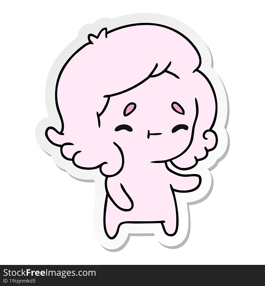 sticker cartoon of a kawaii cute ghost