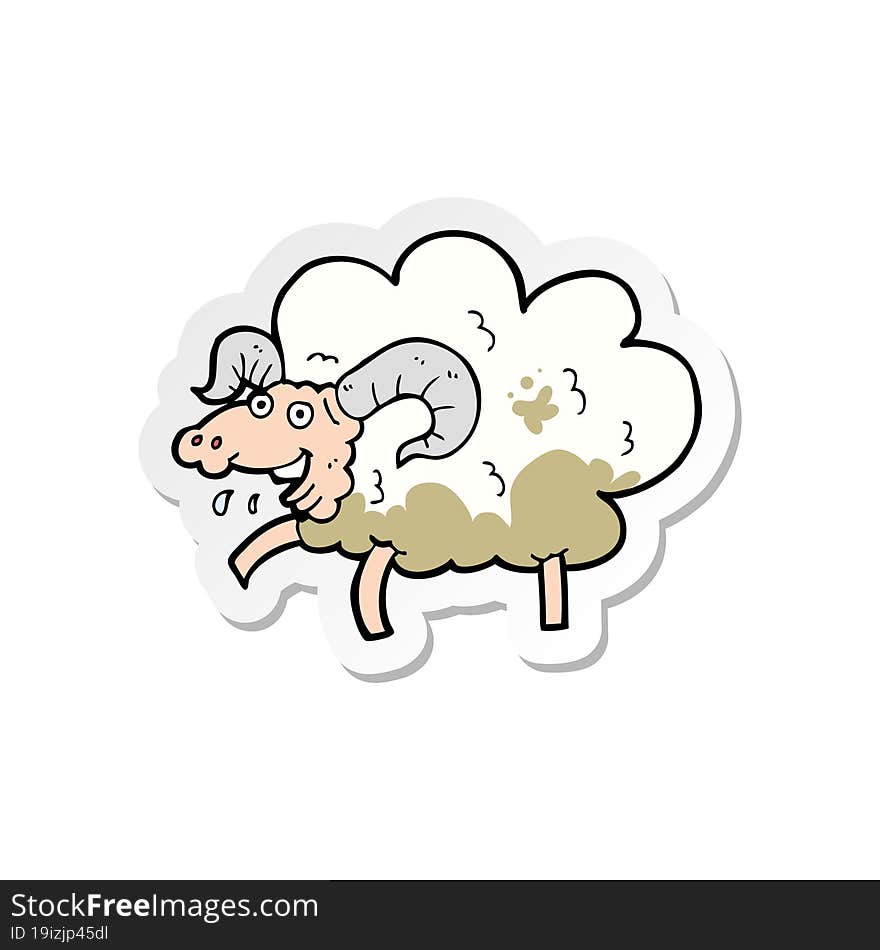 sticker of a cartoon sheep