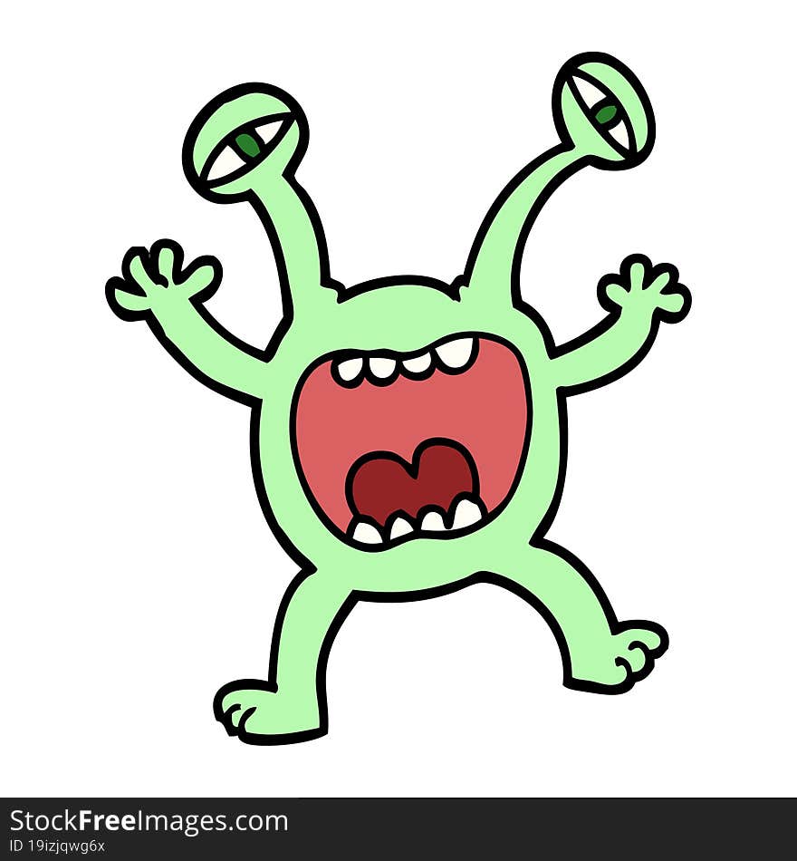 hand drawn doodle style cartoon monster