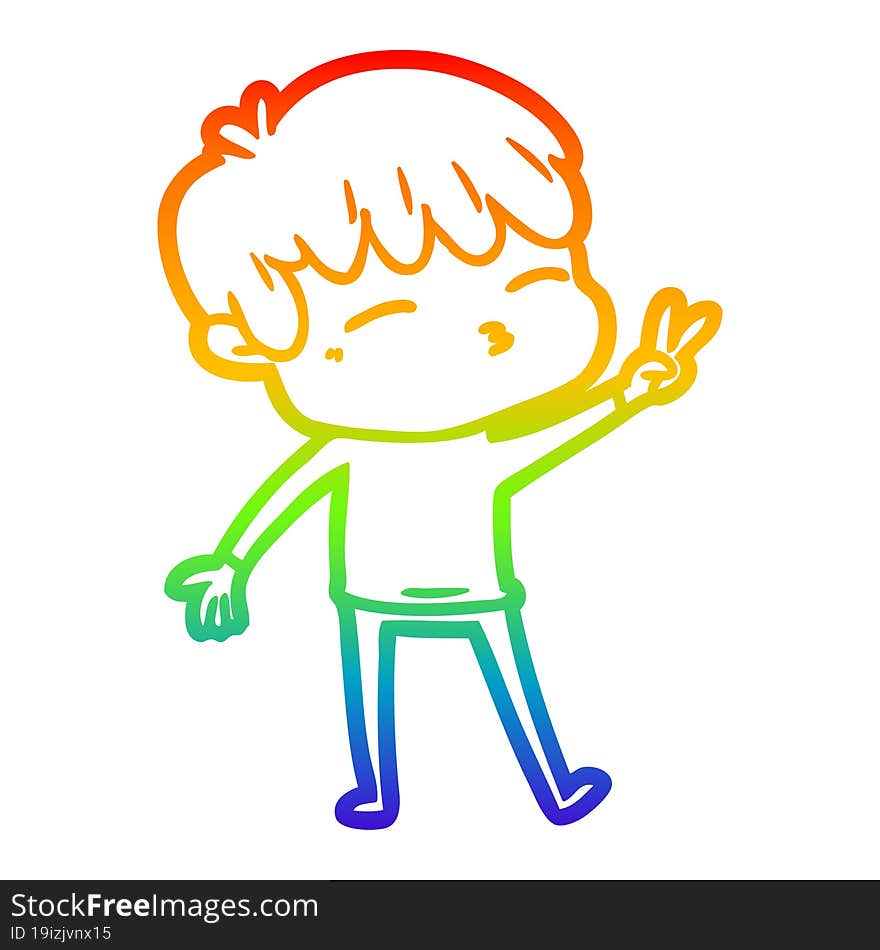 rainbow gradient line drawing cartoon frustrated man